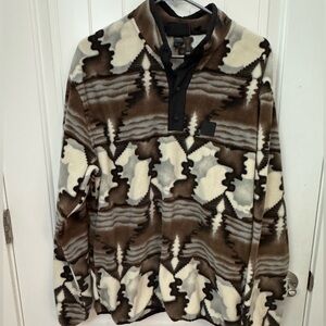 Volcom Whitecap Grey Mock Neck Fleece Geometric Pullover Men’s Size large -E